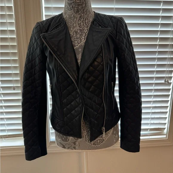 Michael Kors Black Quilted Leather Jacket - Picture 3 of 8
